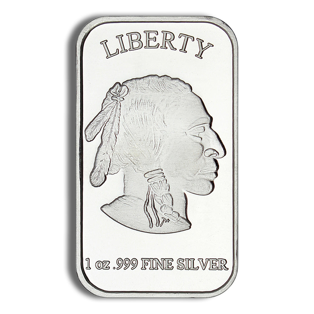 one ounce silver buffalo design bar of pure silver bullion