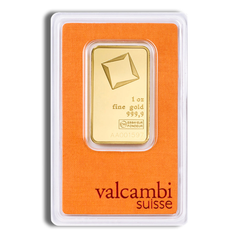 1 ounce gold bar from valcambi carded