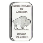 one ounce silver buffalo design bar of pure silver bullion