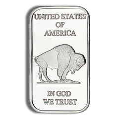one ounce silver buffalo design bar of pure silver bullion