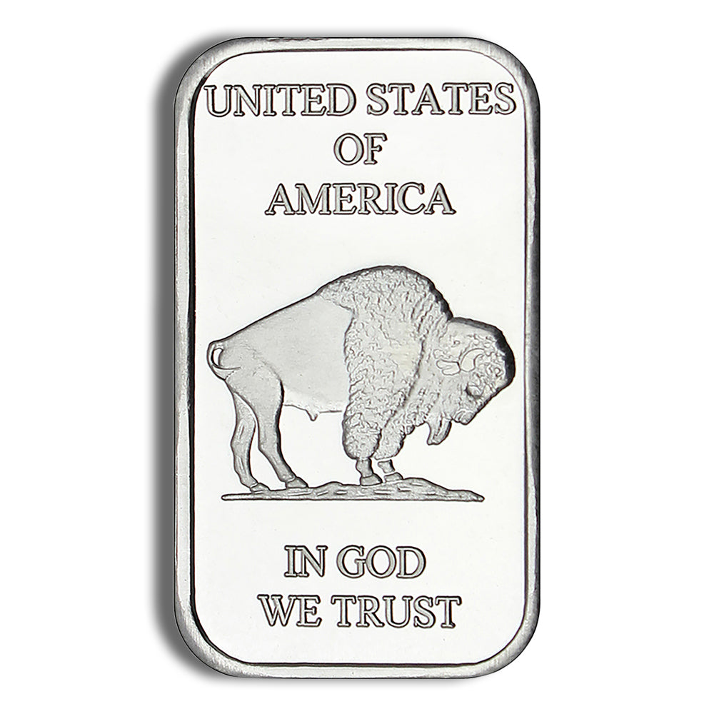 one ounce silver buffalo design bar of pure silver bullion