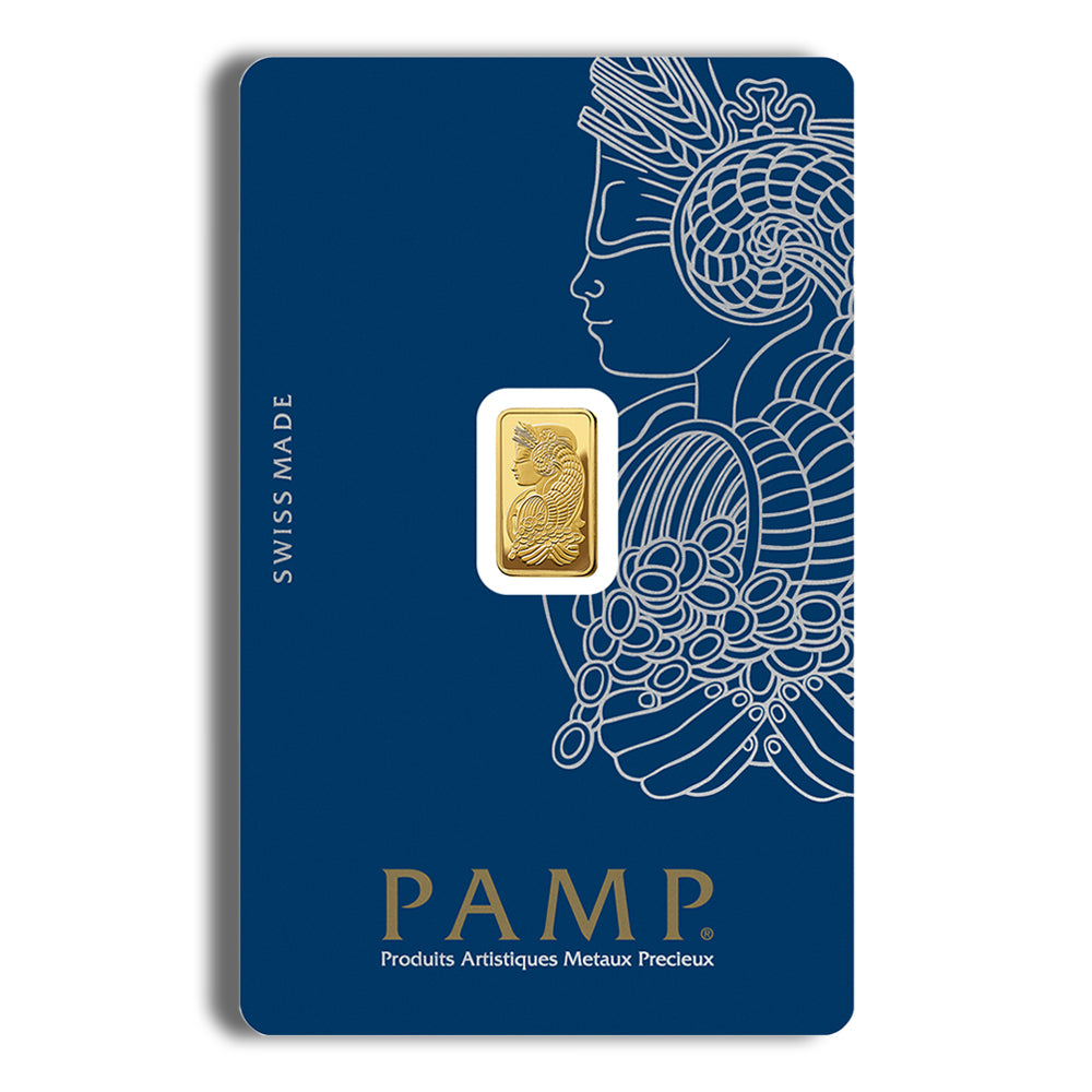 1 gram gold bar carded Pamp fortuna gold card