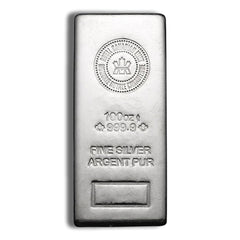 100 oz silver bar royal canadian mint bullion fine silver