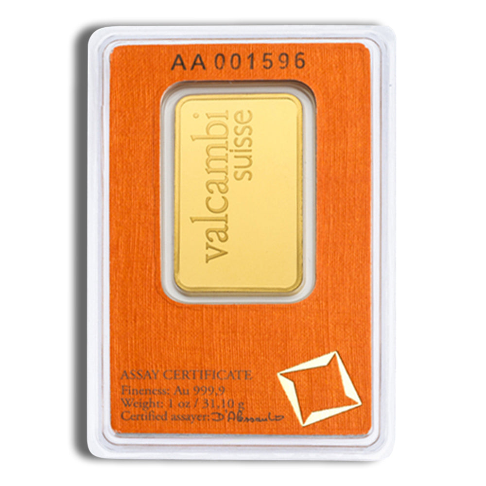 1 ounce gold bar from valcambi carded