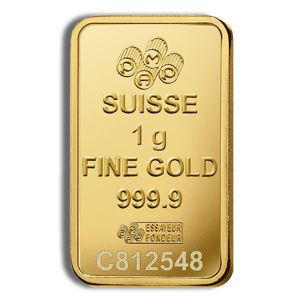 1 gram gold bar carded Pamp fortuna gold card